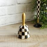 Elegant Checks Bell Black And White Check Decor Hand Painted Collectible Figurin 3 small