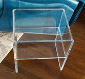 Acrylic Waterfall Edge Side/End Table With Shelf.  Hand Crafted, Custom Made 2 small