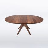 Round Dining Table With Mid Century Modern Pedestal Base "Kapok" 5 small