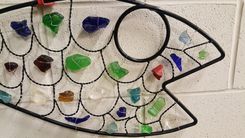 Metal Frame Fish With Sea Glass Scales 3 small