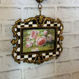 Courtly Picture Frame Black And White Checks With Pink Rose Decor Checked Frame 2 small
