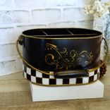 Vintage Check Towel Caddy Holder Nwt Black And White Check Vanity Organizer 3 small