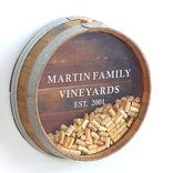 Wall Mounted Wine Bottle & Cork Display - Kala - Made From Napa Wine Barrels 6 small