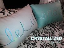 Custom Crystallized Throw Pillow Home Decor Bedroom Living Room Bling European Crystals Bedazzled 4 small