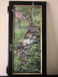 Handpainted Jack Rabbit On Vintage Cabinet Door 3 small