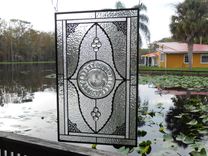 Stained Glass Window Panel, Heisey Narrow Flute Pattern Depression Glass Plates 6 small