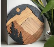 Rustic Wall Art, Handmade Laser Cut Wall Decor, Mountain Scene Wall Art 4 small