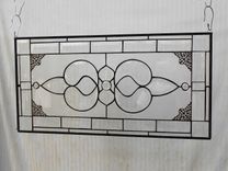 Beveled Stained Glass Panel, Traditional Crystal / Frosted Stained Glass Transom Window 5 small