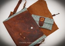 Bison Leather And Turquoise Skeleton Key Bag Or Purse. 4 small