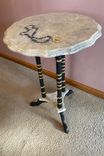 Painted Pedistal Table With Trompe L'Oeil Necklace & Faux Marble 3 small