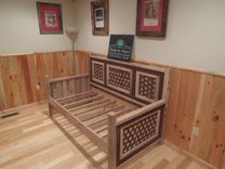 Native American Inspired Daybed Woven With Natural And Stained Wormy Chestnut 4 small