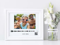 Voice Memorial Gift, Soundwave Art Qr Code, In Loving Memory, Photo Canvas Print 2 small