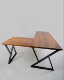 L Desk - Walnut Desk- Midcentury Modern- Metal Base 2 small