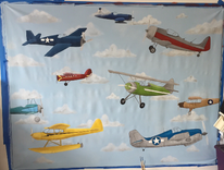 Vintage Airplane Mural On Canvas 6' Tall By 8' Wide 2 small