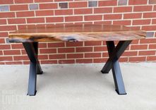 Live Edge Coffee Table- Black Walnut- X Style Steel Legs- Black- Industrial- Modern- Rustic 3 small