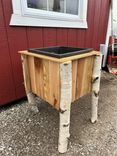 Rustic White Birch Flower Planter Box. 3 small