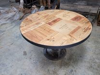 Wine Crate Dining Table - Tabella - Reclaimed Wine Crates And Steel Base 2 small