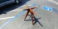Kerry's Unequal-Sided Walnut Table Base For Rectangular Glass Top 2 small