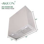 Akicon 30" Stainless Steel Range Hood, Modern Box Kitchen Hood With Powerful Vent Motor, Wall Mount 4 small