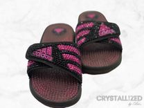 Custom Crystallized Adidas Slides Flip Flops Flats Shoes Summer Bling European Crystals Bedazzled 1 small