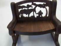 Small Hand Carved Wooden "Rocking" Bench 4 small
