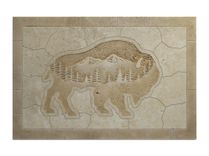 Etched Tile Travertine Buffalo Mural 1 small