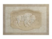 Carved Buffalo Monolithic Mosaic Tile Mural 16" X 24" 1 small