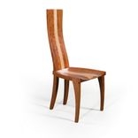 Handmade Dining Chair In Solid Walnut And Curly Maple Wood - Gazelle High Back 2 small