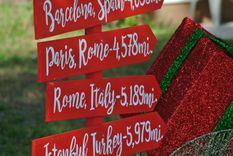 Christmas Family Gift, Rustic Directional Sign, Mileage Destination Sign Post. Couples Gift. 5 small