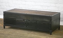 Vintage Industrial Lift Top Coffee Table. Reclaimed Wood & Steel. Metal Patina. Barnwood. 2 small