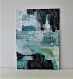 Small Green Original Abstract Painting, 5" X 7" 4 small