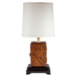 Vintage Carved Wood Box Lamp 1 small