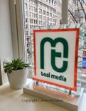 Fused Glass Logo Table Sculpture - Teal Media 2 small