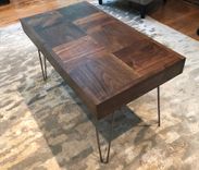 Coffee, Accent Or End Table With  Inlaid Walnut And Hair Pin 1 small