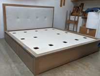 White Oak Storage Platform Bed With Padded Headboard 2 small