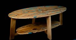 Mid-Century Modern Pecky Cypress Coffee Table 1 small