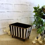 Black White Stripe Small Vanity Organizer Guest Towel Caddy Striped Storage Bin 3 small