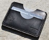 Handmade Leather Parvus Wallet Black Chromexcel Black W/ Money Band 1 small