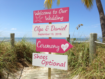 Pink White Welcome Wedding Sign, Beach Wedding Decor 6 small