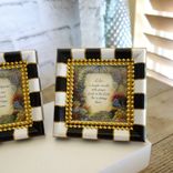 Hand Painted Checks Vintage Inspirational Framed Prints Checked Picture Decor 3 small