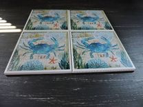 Handmade Crab Theme Ceramic Coasters 5 small