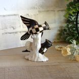 Courtly Songbirds Checked Figurine Black And White Stripes Decor 2 small