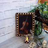 Hand Painted Checks Vintage Checked Picture Frame With Checked Tea Light Candle 3 small