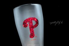 Crystallized Any Sports Team Logo Pilsner Glass Beer Bling European Crystals Bedazzled Phillies 2 small