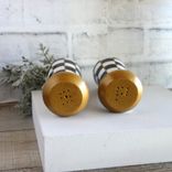 Vintage Checks Salt And Pepper Shaker Hand Painted Black And White Checked Decor 3 small