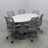 Oval Shape Custom Conference Table, Engineered Stone Top - Aurora Meeting Table 2 small