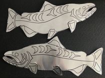 Chinook Salmon Sculpture - Aluminum Metal Fish Tribal Wall Art 6 small