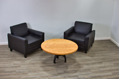Round Wood Coffee Table, Modern Round Coffee Table, Round Pedestal Coffee Table 3 small