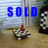 Whimsical Check Mini Riser Checkerboard Tile Chessboard Riser Handpainted Decor 1 small