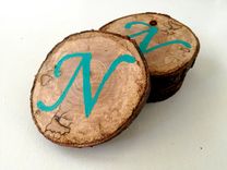 Set Of 4 Monogrammed Wood Coasters 1 small